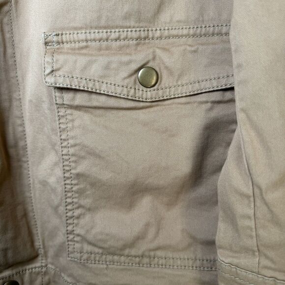 Lucky Brand Field Jacket Medium Khaki Snap Button Utility Lightweight Coat - Picture 5 of 13